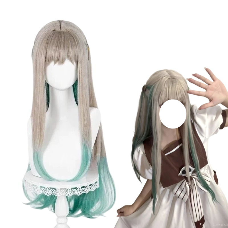 Anime Cosplay Long Hair - Anime Yashiro Cosplay Nene Pruik Grijs-groen