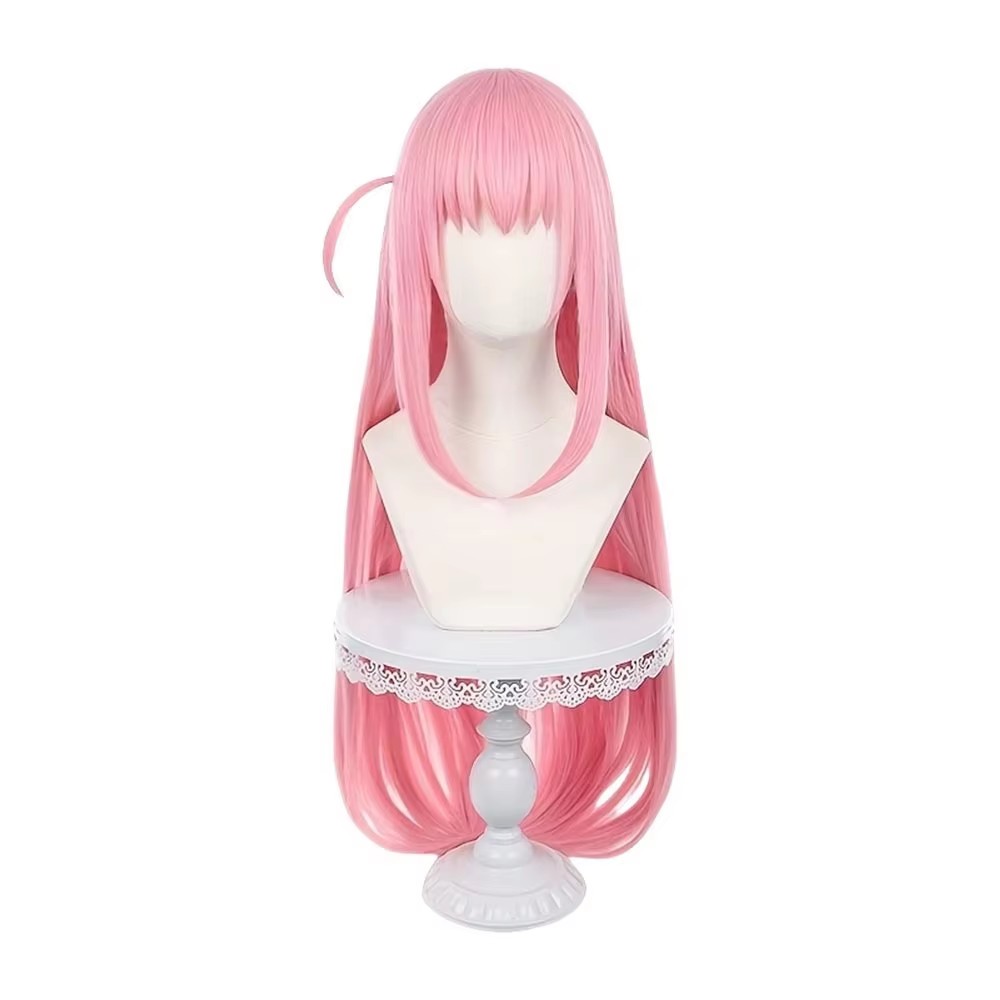 Anime Cosplay Girl Easy - Lange rechte roze pruik met pony