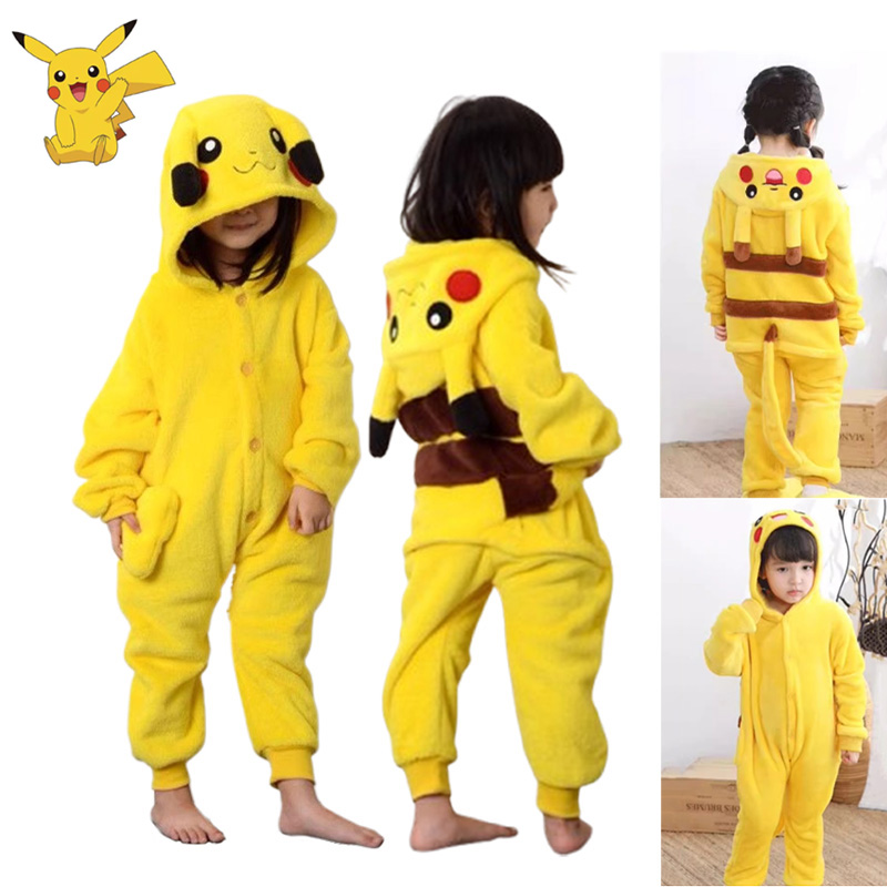 Anime Cosplay Pokemon - Pokemon Pikachu Warm Flanel Homewear Kinderen