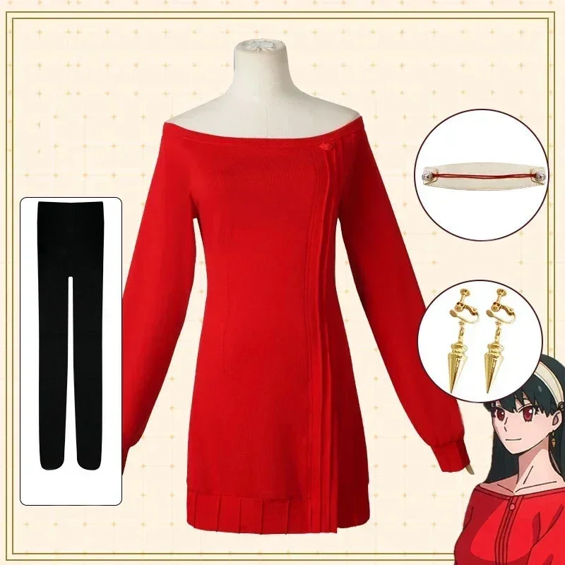 Anime Cosplay Yor - Yor Forger Cosplay Lange Rode Breien