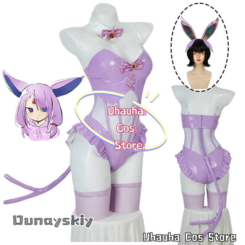 Cosplay Anime Bunny Girl - aBc01 Espeon Cosplay Kostuum Paars Leer