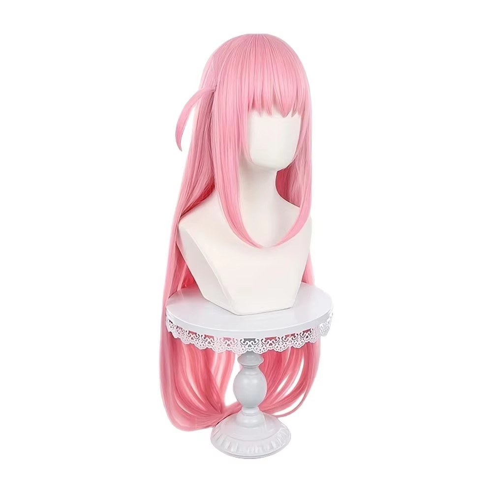 Lange rechte roze pruik met po - Anime Cosplay Girl Easy recensie en prijs