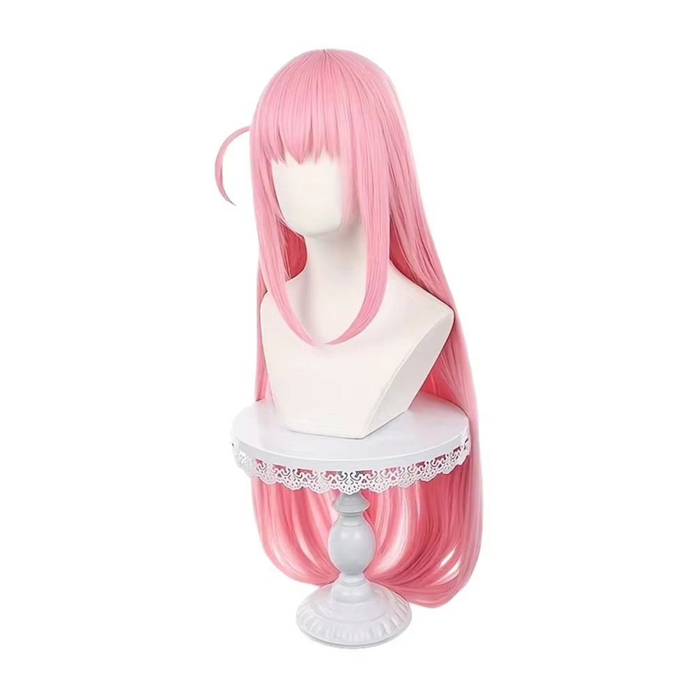 Lange rechte roze pruik met po - Anime Cosplay Girl Easy recensie en prijs